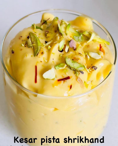 Creamy shrikhand dessert - Kesar Pistachio Shrikhand