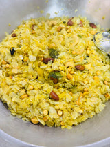 Savory poha chivda snack with nuts and spices - Nylon Poha Chivada