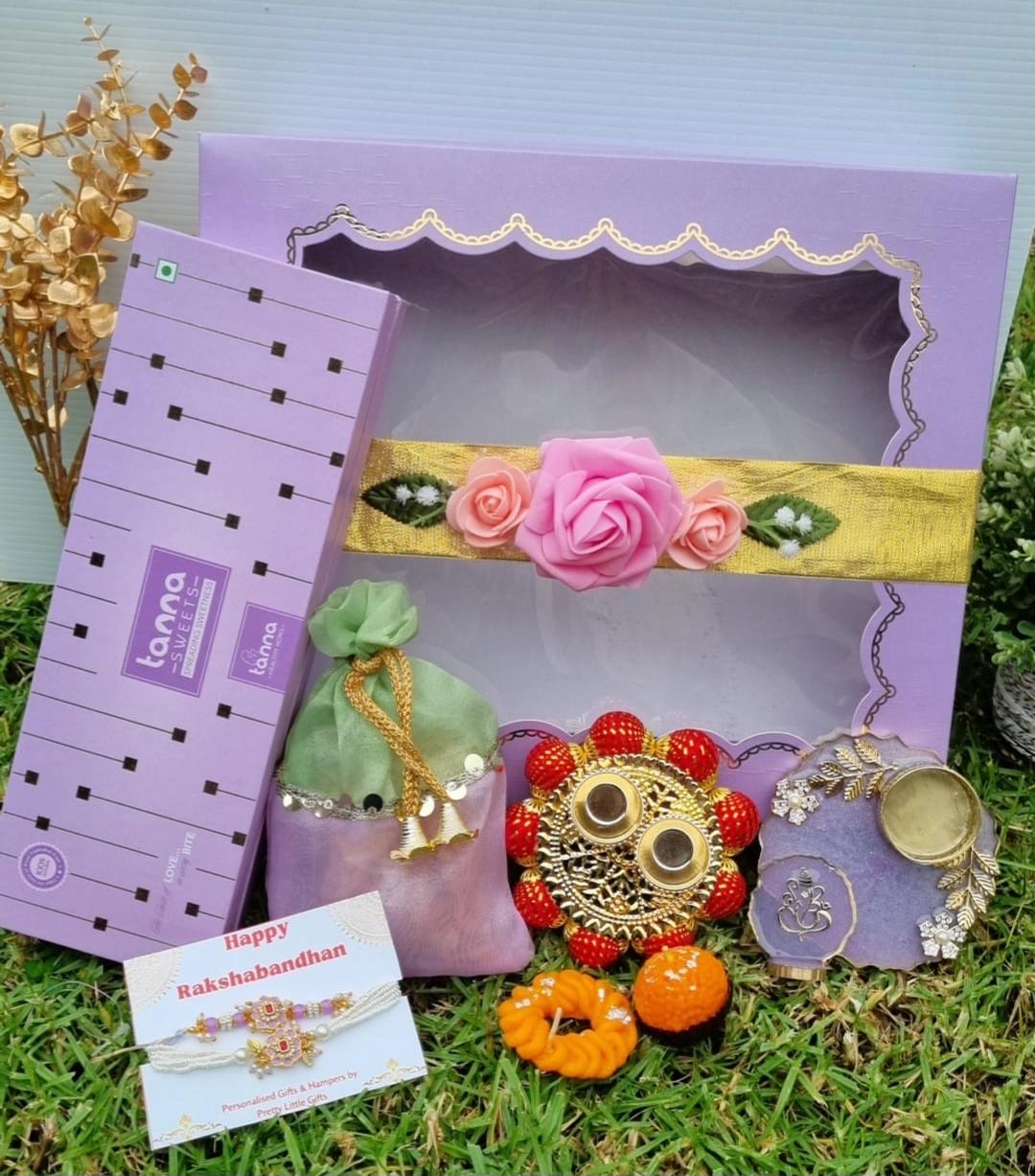 Premium Rakshabandhan Hamper for Bhaiya & Bhabhi – Deluxe Sweets, Rakhis, Candles & Gifting Treasures - PBH1