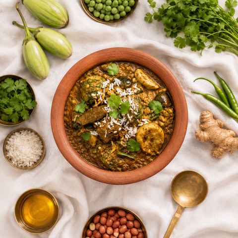 Authentic Gujarati Undhiyu   – Prepared in Cold-Pressed Peanut Oil